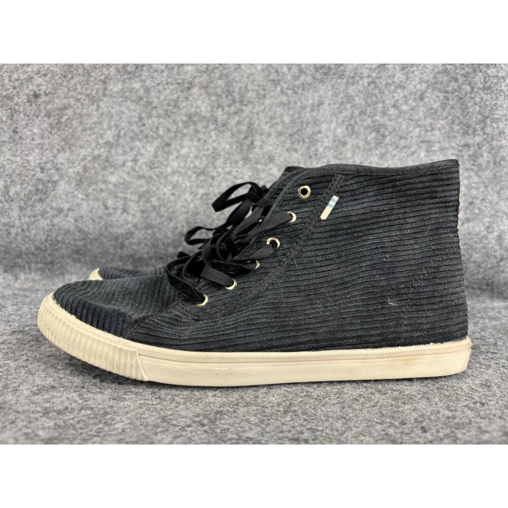 TOMS‎ Shoes Womens Size 7 Black Corduroy High Top Lace Up Sneakers Athletic